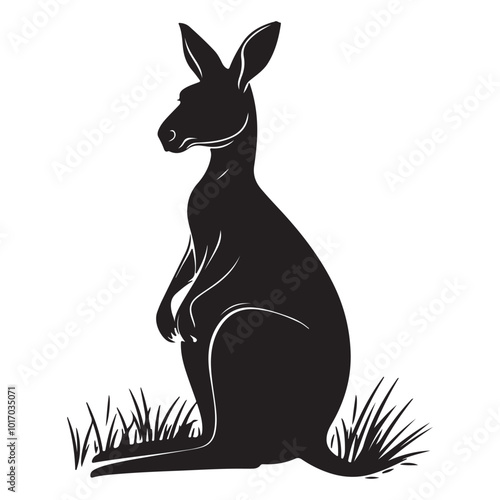 Kangaroo Silhouette and Illustrations, Kangaroo in cartoon, doodle style, Kangaroo Vector Line art Illustration