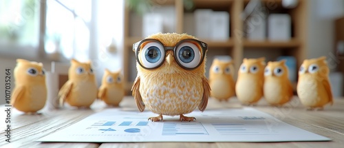 3D Owl Business Manager in Office Setting photo