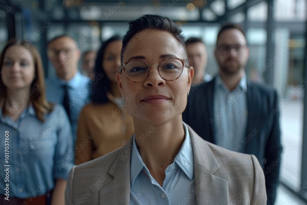 New mixed race employee introduced to colleagues on first day. New mixed race employee introduced to colleagues on first day.