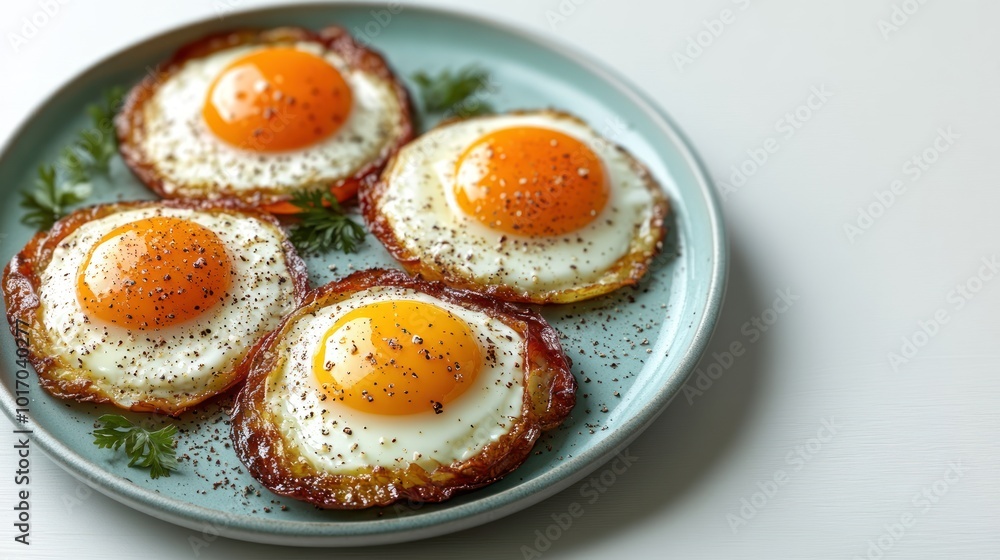 Golden yolks and crispy edges create a delightful breakfast experience Golden yolks and crispy edges create a delightful breakfast experience
