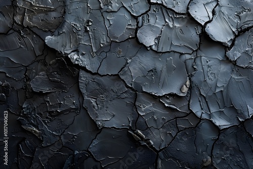 Textured Black Surface with Cracked Paint Patterns