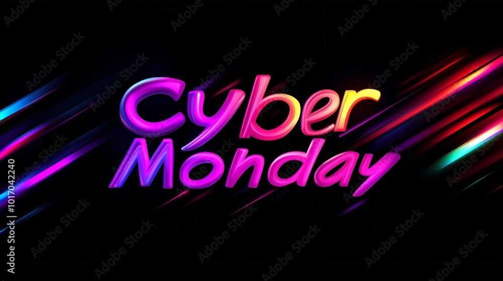 Cyber Monday sale banner with a bright neon color scheme. Cyber Monday sale banner with a bright neon color scheme.