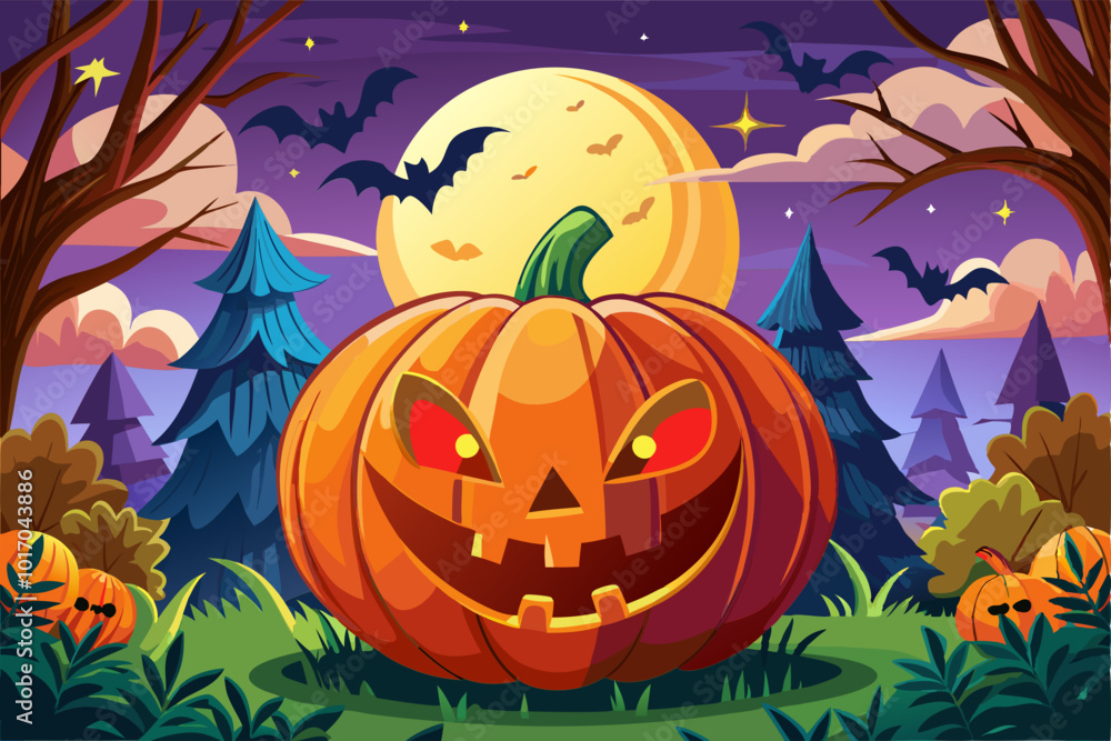 halloween background with pumpkin and bats halloween background with pumpkin and bats