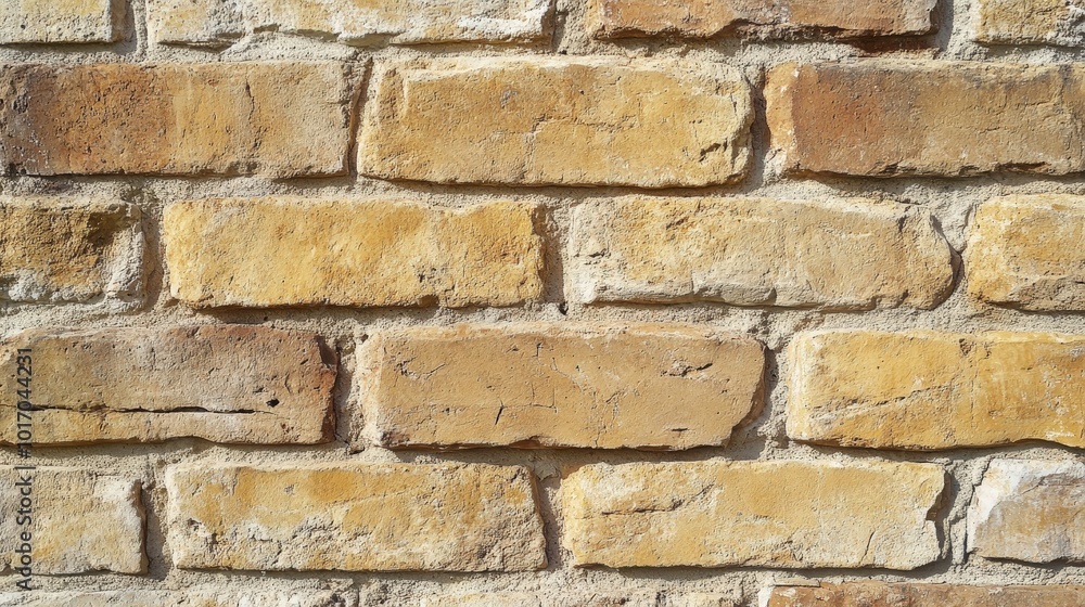 A close-up view of a rustic yellow brick wall, showcasing the textures and patterns of the individual bricks in natural light. A close-up view of a rustic yellow brick wall, showcasing the textures and patterns of the individual bricks in natural light.