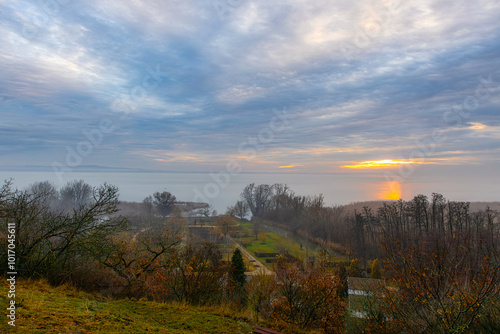 Beautiful sunset over the Lake Balaton in Hungary