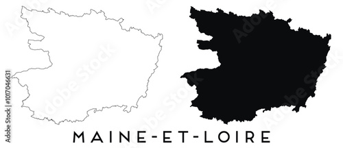 Maine et Loire map outline and black silhouette vector