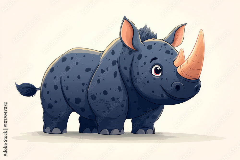 Obraz premium Smiling Rhino Cartoon for Safari-Themed Designs