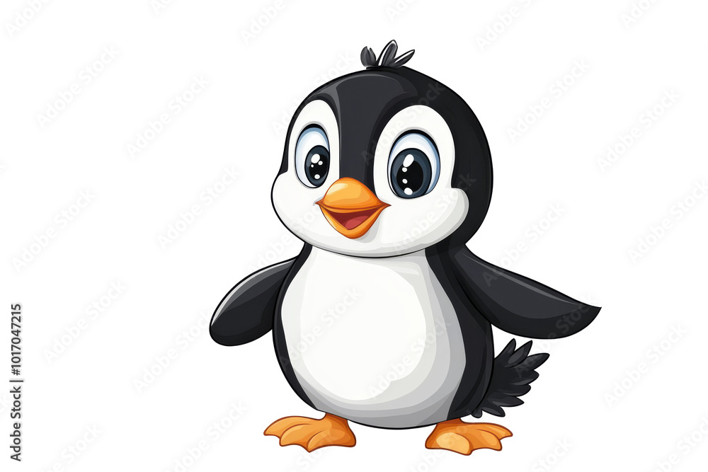Happy Penguin Cartoon Illustration on Transparent Background Happy Penguin Cartoon Illustration on Transparent Background
