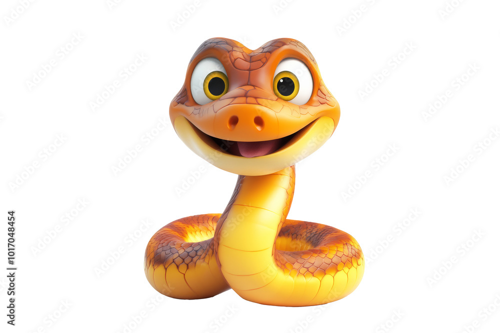 Fototapeta premium Friendly Cartoon Snake Cut Out on Transparent Bckground for Kids' Books