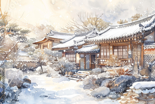 Wallpaper Mural A snowy scene with a house in the background Torontodigital.ca