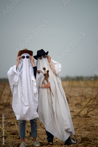 Halloween party, two ghosts 