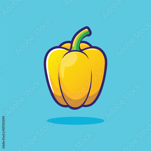 Yellow Bell Pepper Illustration Cartoon Design.