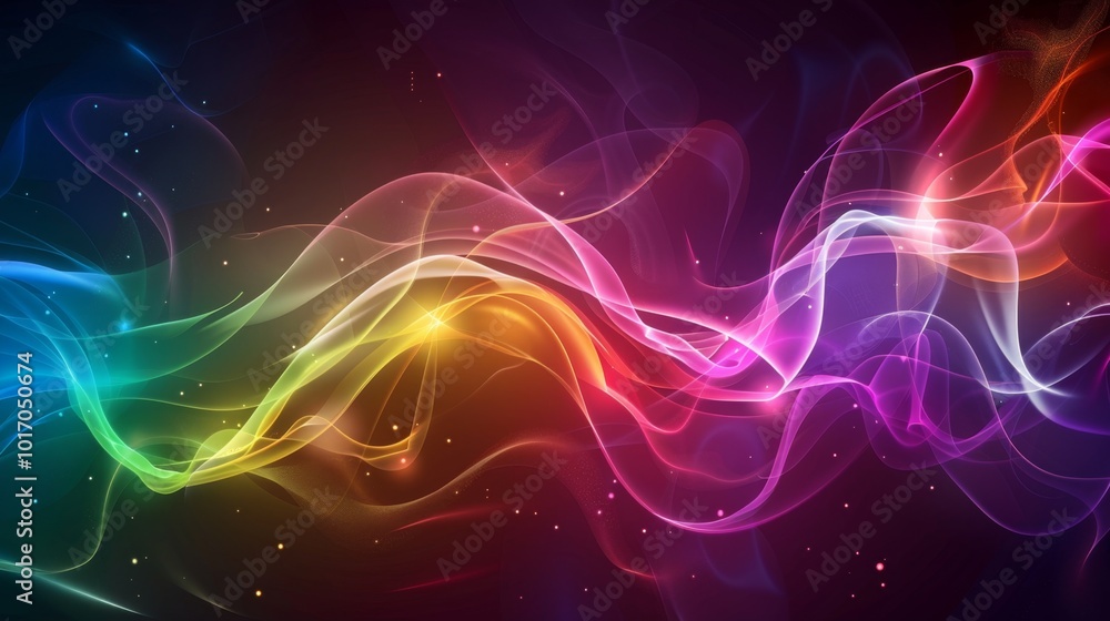 Fototapeta premium Vibrant Abstract Smoke Swirls in Multicolored Gradient on Dark Background