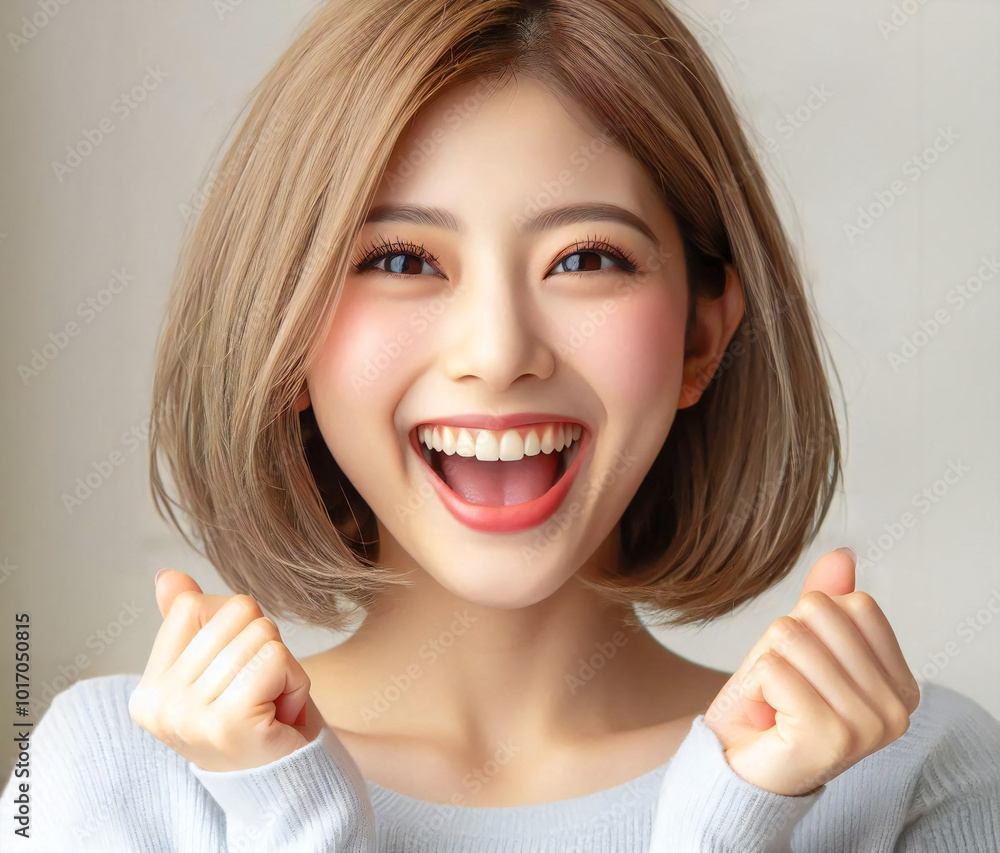 弾けるような笑顔の美女
弾けるような笑顔の美女