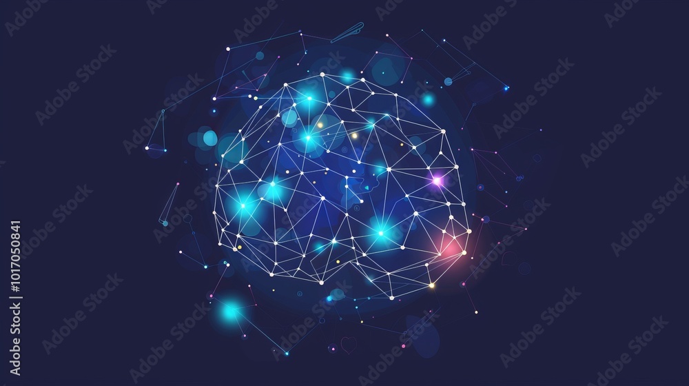 Obraz premium Futuristic Artificial Intelligence Brain Network with Data Connections and Neural Grid Concept Illustration