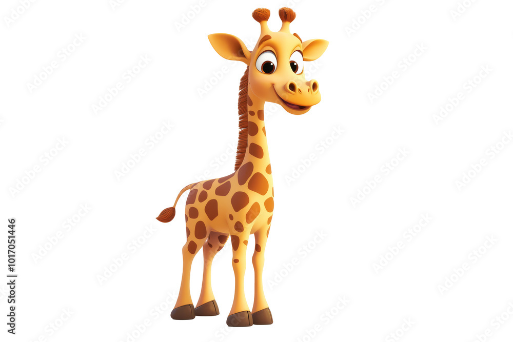 Happy Giraffe Cartoon Character on Transparent Background Happy Giraffe Cartoon Character on Transparent Background