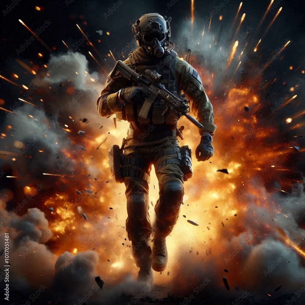 Fototapeta premium Heroic soldiers symbolizing war and peace 