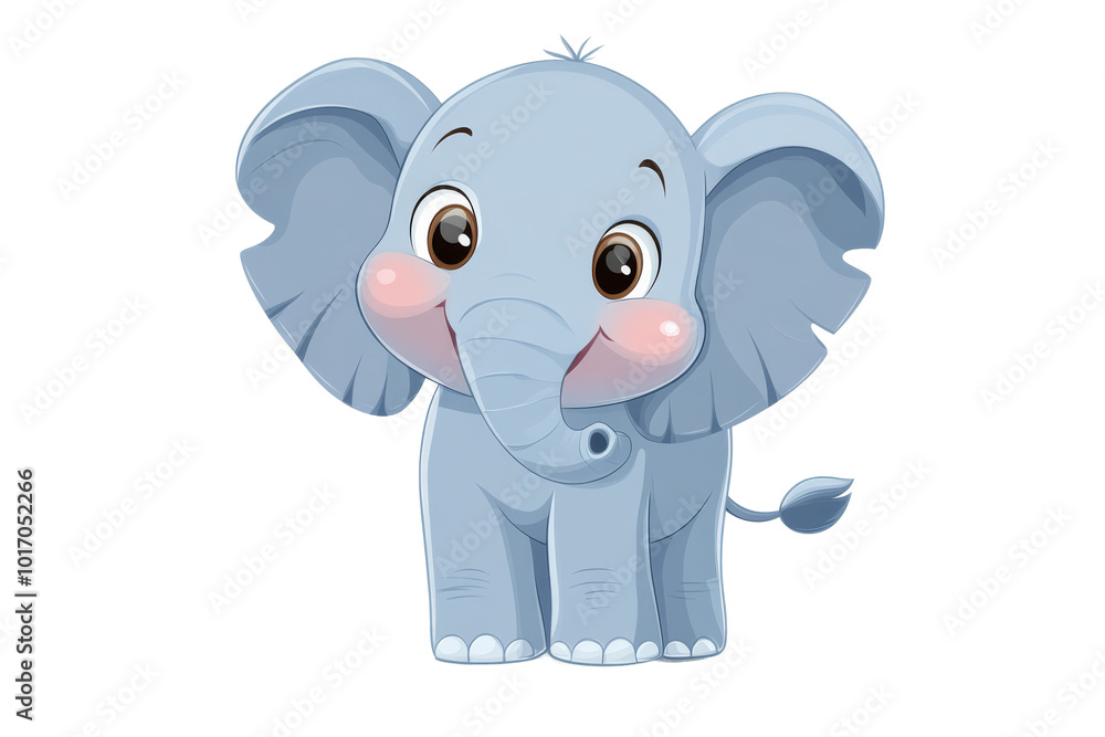 Naklejka premium Adorable Baby Elephant Cartoon Cut Out