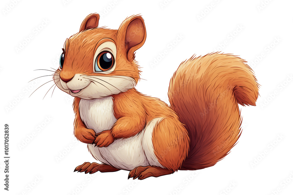Fototapeta premium Happy Squirrel Cartoon Illustration on Transparent Background