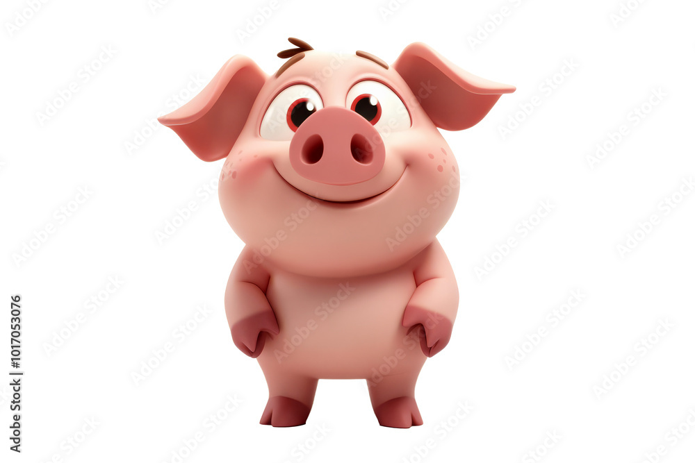 Cute Pig Cartoon Character on Transparent Background Cute Pig Cartoon Character on Transparent Background