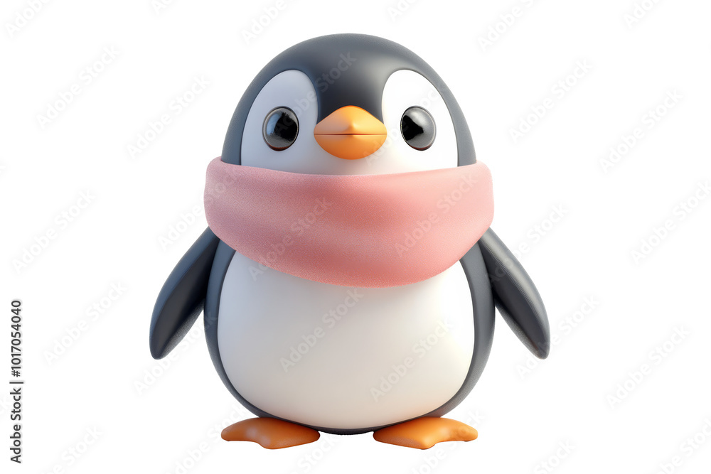 Fototapeta premium Happy Penguin Cartoon Character on Transparent Background