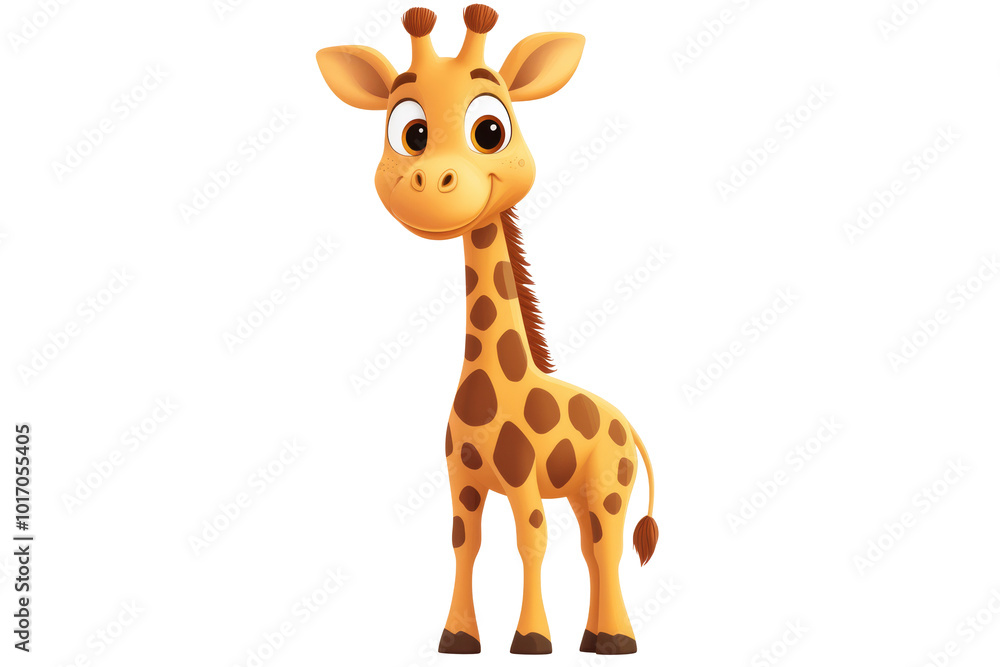 Fototapeta premium Smiling Cartoon Giraffe Character Isolated on Transparent Background for Design Projects