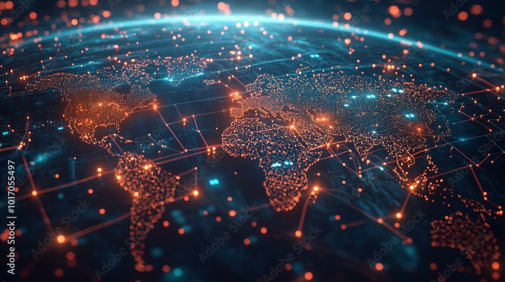 Digital Network Connecting Global Cities and Continents Digital Network Connecting Global Cities and Continents