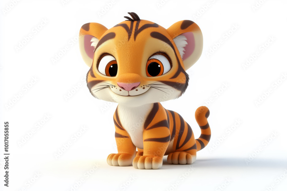 Smiling Tiger Cartoon Sticker Smiling Tiger Cartoon Sticker