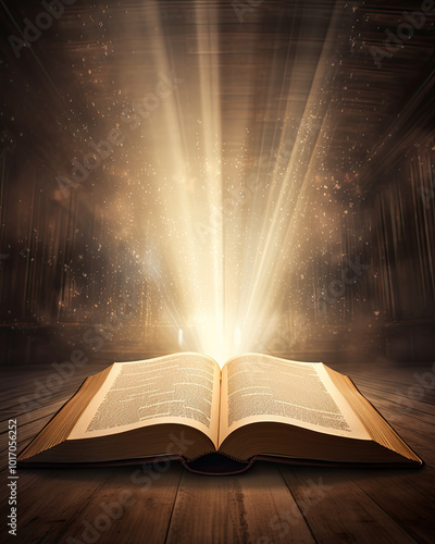 Sacred Bible with a magical light photo