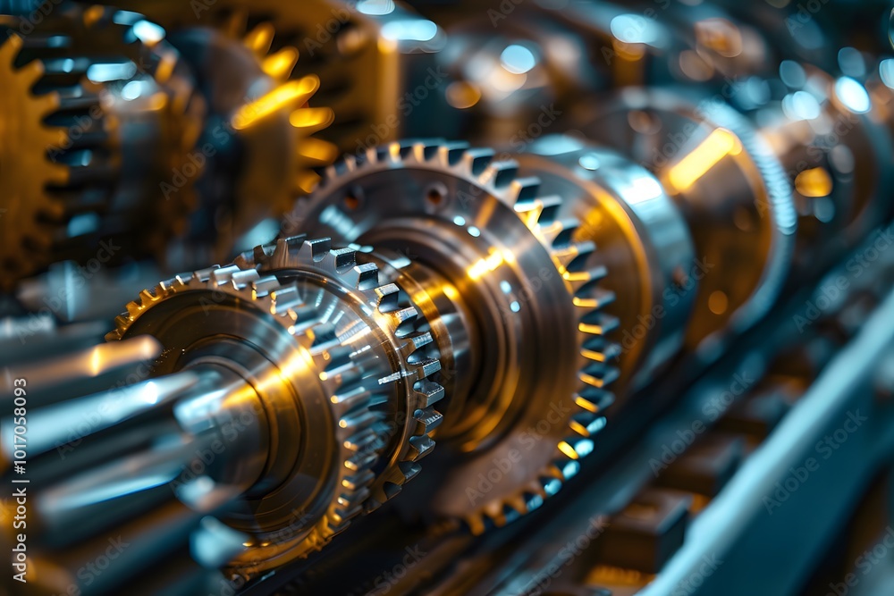 Intricate Gears and Machinery in a Modern Industrial Setting Intricate Gears and Machinery in a Modern Industrial Setting