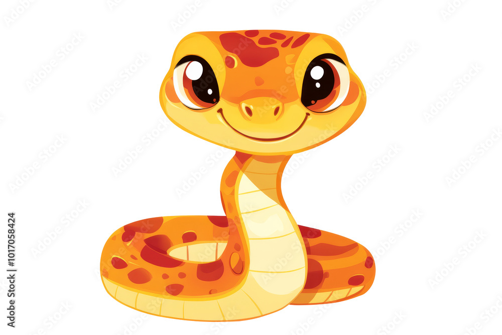 Fototapeta premium Adorable Snake Cartoon on Transparent Background