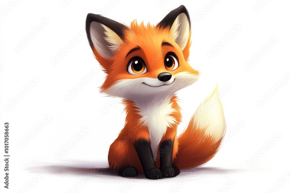 Obraz premium Friendly Cartoon Fox Perfect for Children's Designs