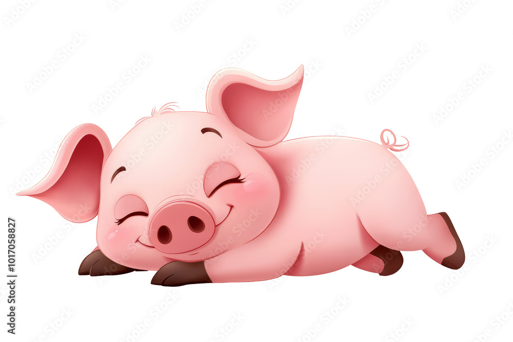 Friendly Cartoon Pig Cut Out on Transparent Background for Kids' Books Friendly Cartoon Pig Cut Out on Transparent Background for Kids' Books