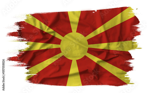 Obraz na płótnie Flag of North Macedonia with fabric texture w salonie