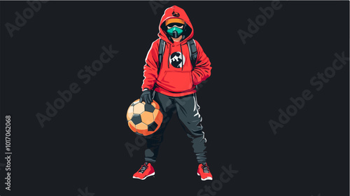 Vector illustration Football fan. Ultras. Revolution. Riot. Protest.