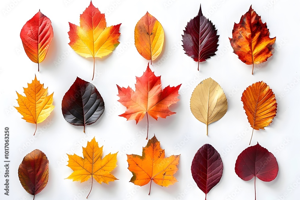 A Vibrant Collection of Autumn Leaves in Various Colors and Shapes A Vibrant Collection of Autumn Leaves in Various Colors and Shapes