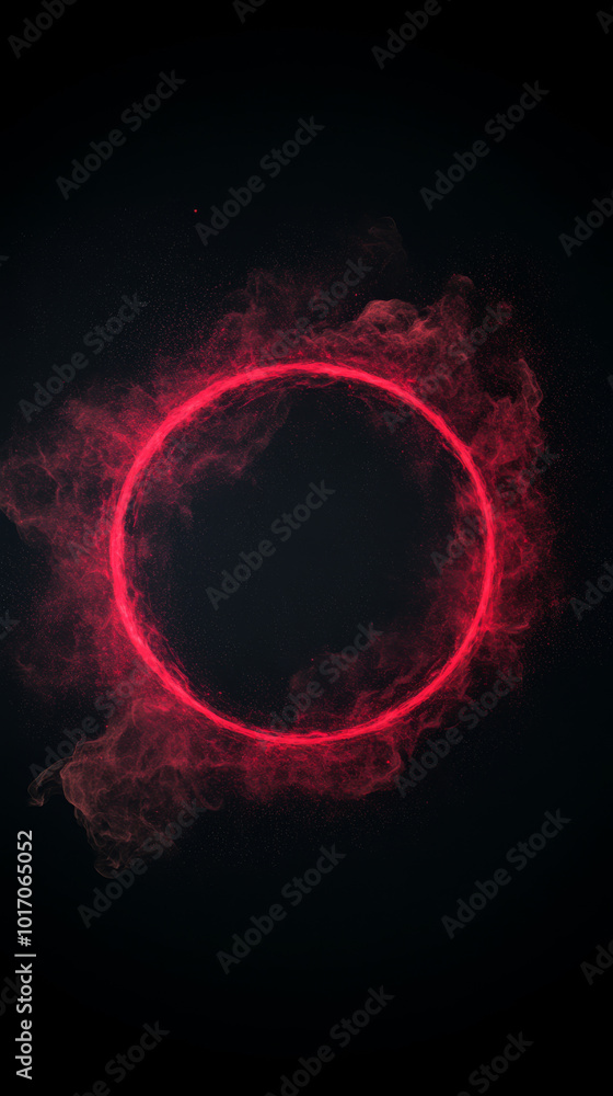 Fototapeta premium A glowing red ring in the center of a dark background.