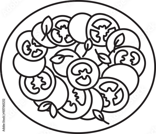 insalata caprese italian food outline clipart