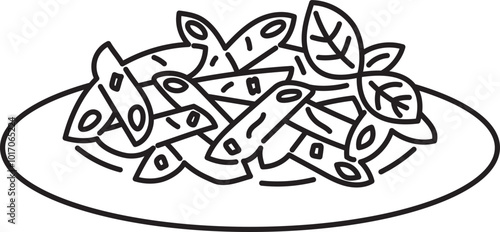 penne pasta italian food outline clipart