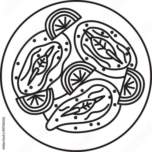 saltimbocca crostata italian food outline clipart