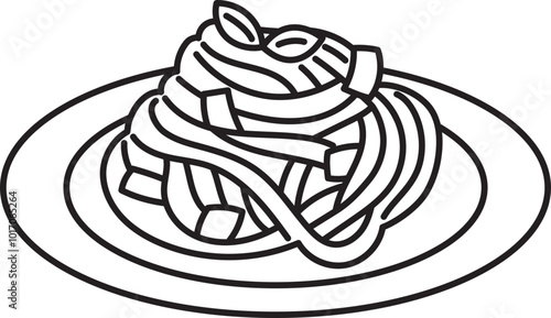 spaghetti carbonara italian food outline clipart
