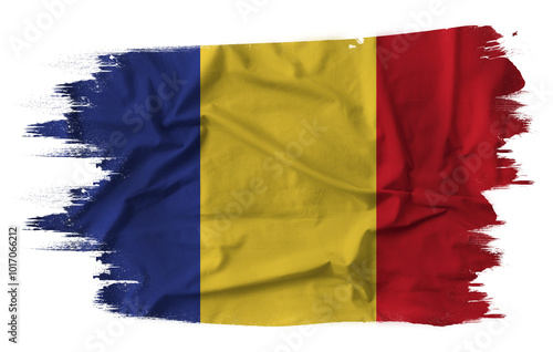 Flag of Romania with fabric texture