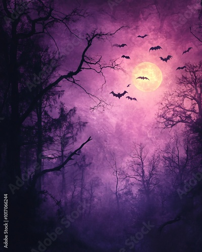 Purple Halloween background with copy space