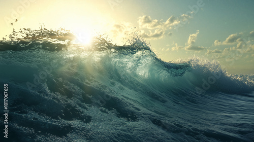 Fala oceaniczna sunie w stronę brzegu, tworząc zjawiskową ścianę wody.