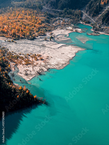 Lake in the mountains. Big Almaty Lake. Kazakhstan