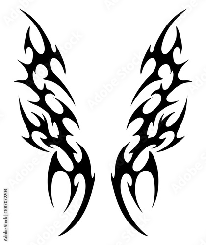 black and white tattoo Y2k neo tribal tattoo design set