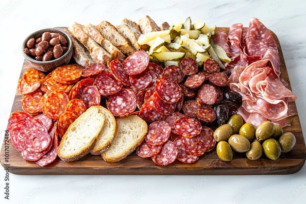 Rustic Charcuterie Spread with Cured Meats, Bread, and Olives for Elegant Entertaining Rustic Charcuterie Spread with Cured Meats, Bread, and Olives for Elegant Entertaining