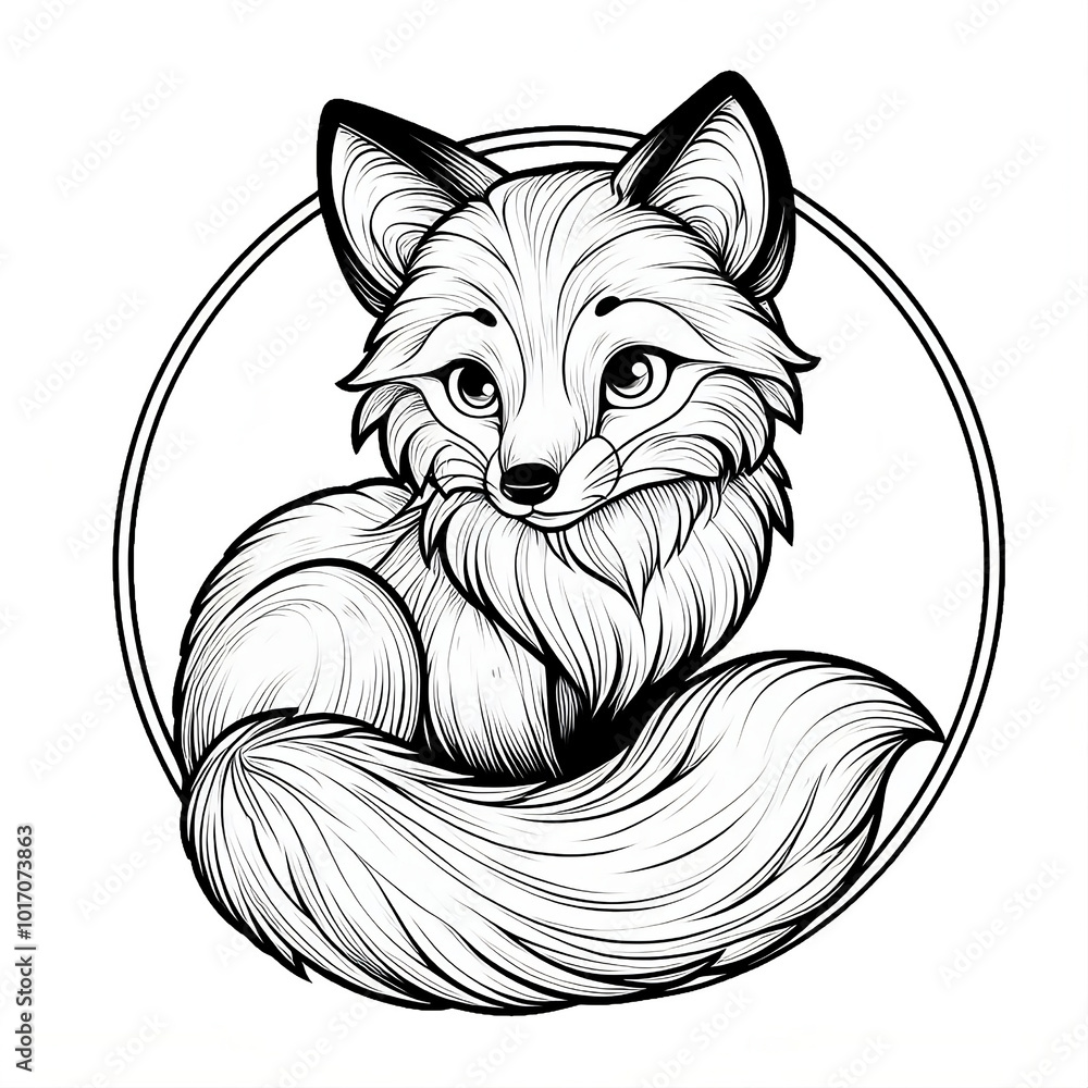 Obraz premium Printable Fox Art for Coloring, generative AI