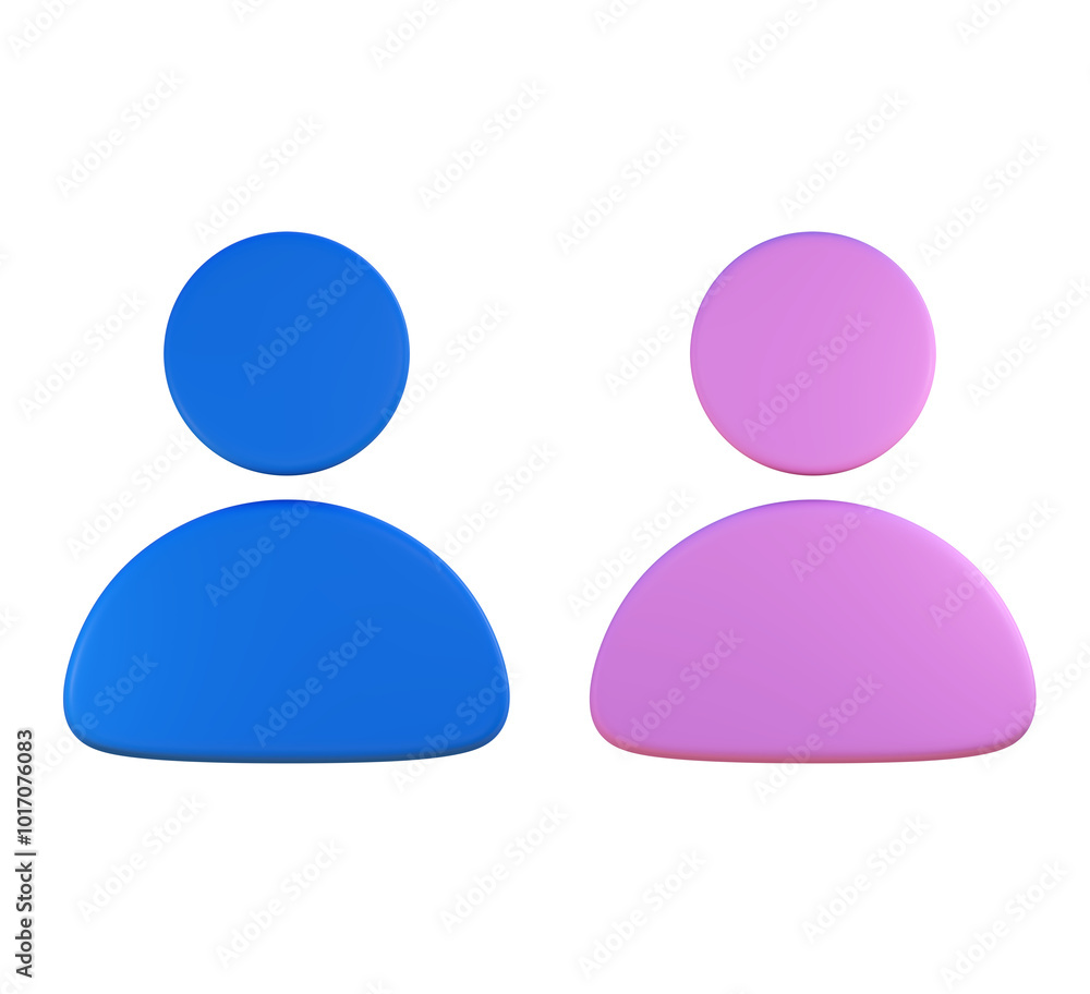 Icon depicting two people, blue and pink, a man and a woman. Icon depicting two people, blue and pink, a man and a woman.