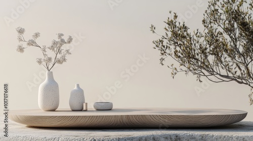 A simple, elegant platform for displaying products, rendered in 3D. photo